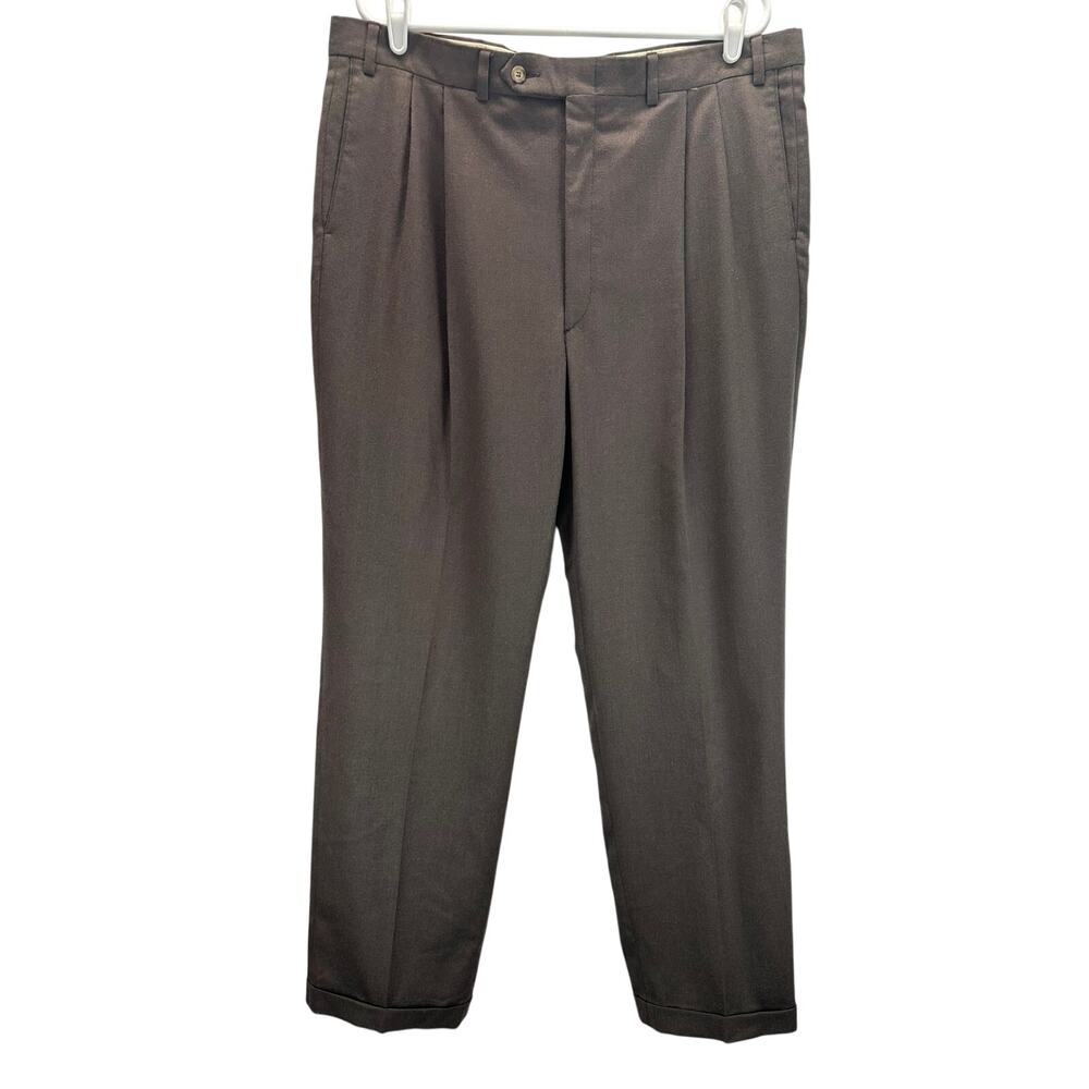 Burberry's Men's Pleated Slacks Dress Pants Brown 38x33
